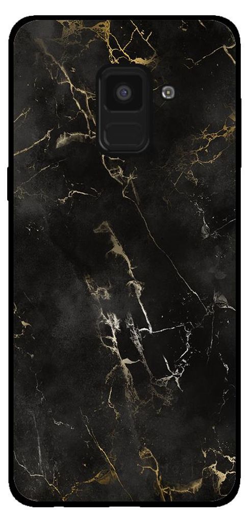 Smartphonica Handytasche für Samsung Galaxy A8 2018 mit Marmordruck - TPU Rückseitenschutzhülle Marmordesign - Schwarz