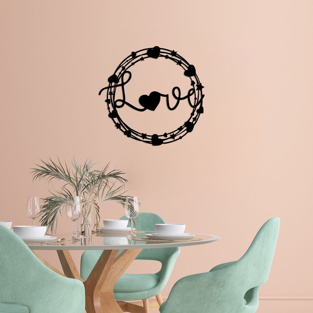 Wallity, Love- SKL2504, Schwarz, Sonstige Wohndekorationen, 70 x 66 cm, 100% Metall (Dicke: 1