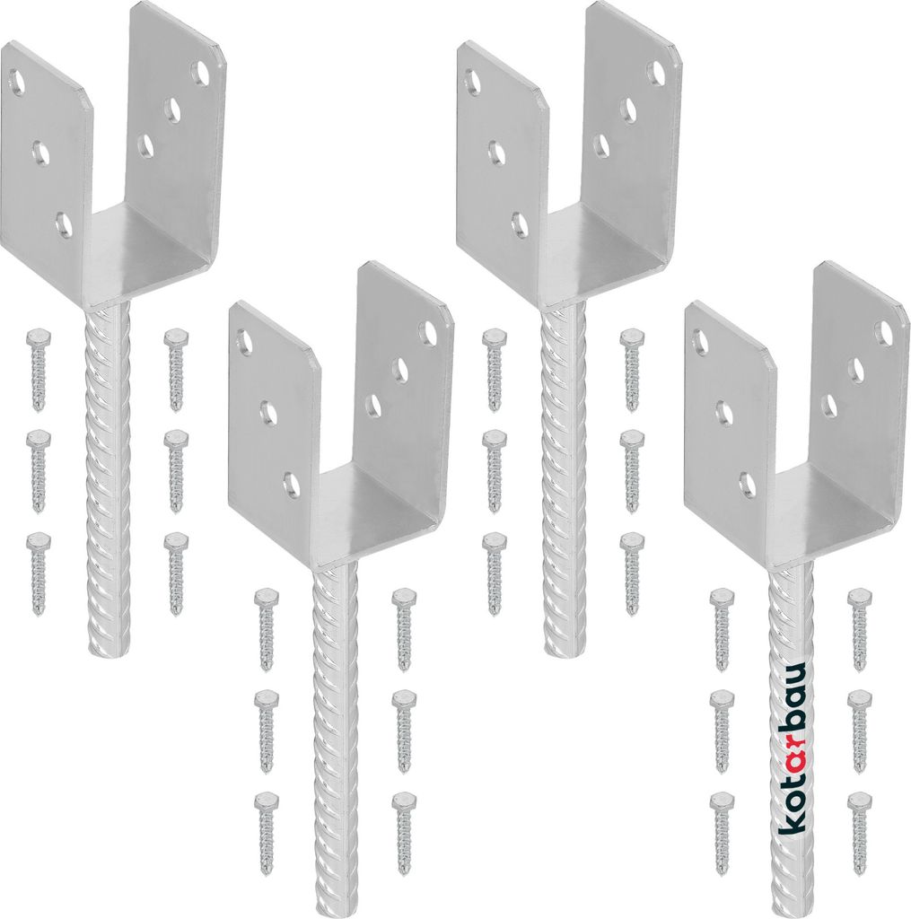 KOTARBAU® 6 Stuks Grondanker - Paalhouder - 0-120 mm - Verzinkt Staal - 70 cm - Zilver - Verstelbare Paalhouder - Paalvoet - Paalsteun - Paalanker - voor Tuinconstructies
