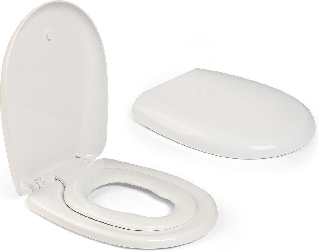 Aqua Bagno | Familien WC Sitz mit Absenkautomatik, inkl. Kindersitz, Toilettendeckel in O-Form, Klodeckel und WC Brille aus Polypropylen, antibakte...