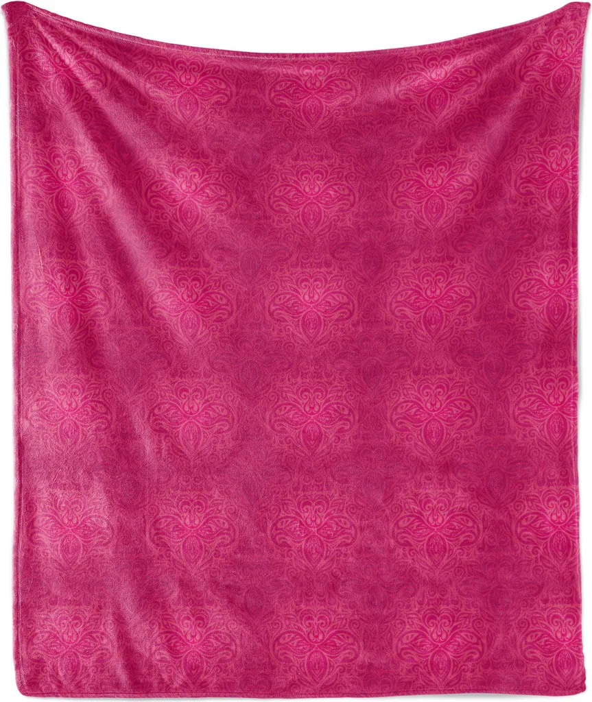 Coperta Pile Flanella ABAKUHAUS 175x230 cm Rosa Magenta Stile Vittoriano
