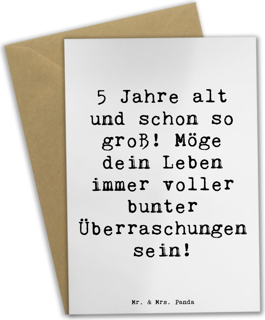 Mr. & Mrs. Panda Grußkarte Spruch 5. Geburtstag - Weiß - Geschenk, Geburtstagsfreude, Lebenswünsche, weihnachtskarten, Überraschungen, osterkar...