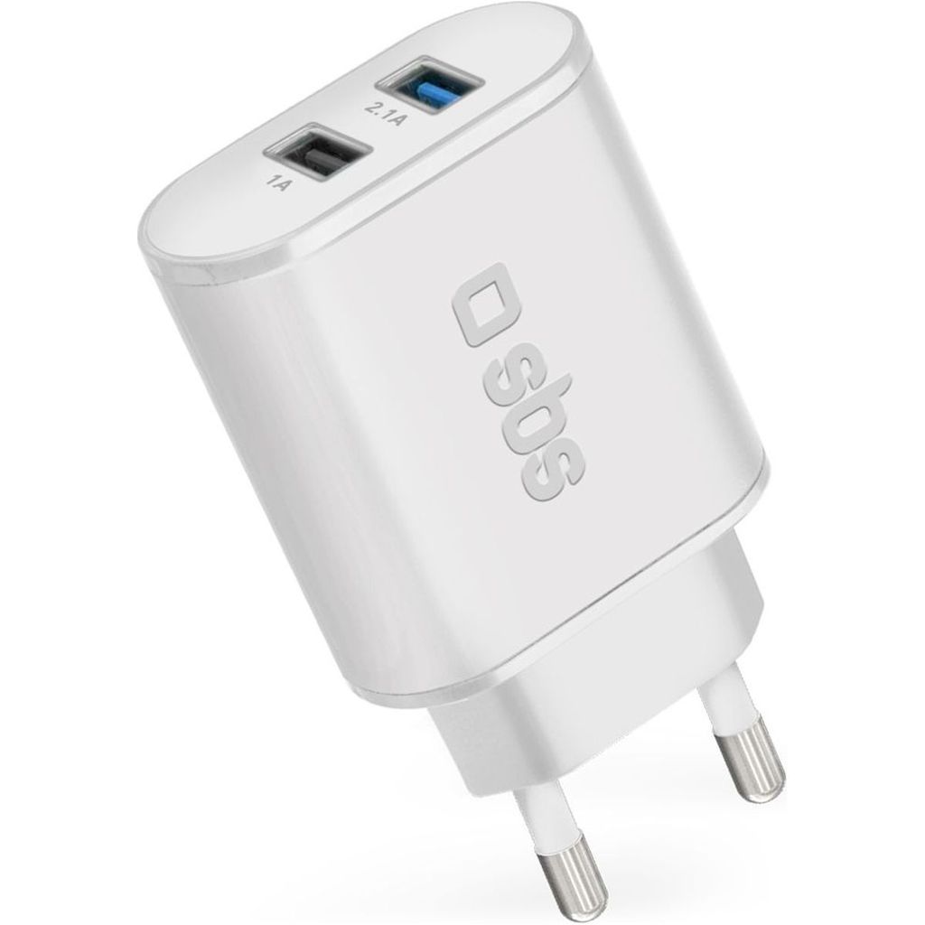SBS TETR2USB21AWFAST Ladegerät für Mobilgeräte Universal Weiß AC Schnellladung Drinnen