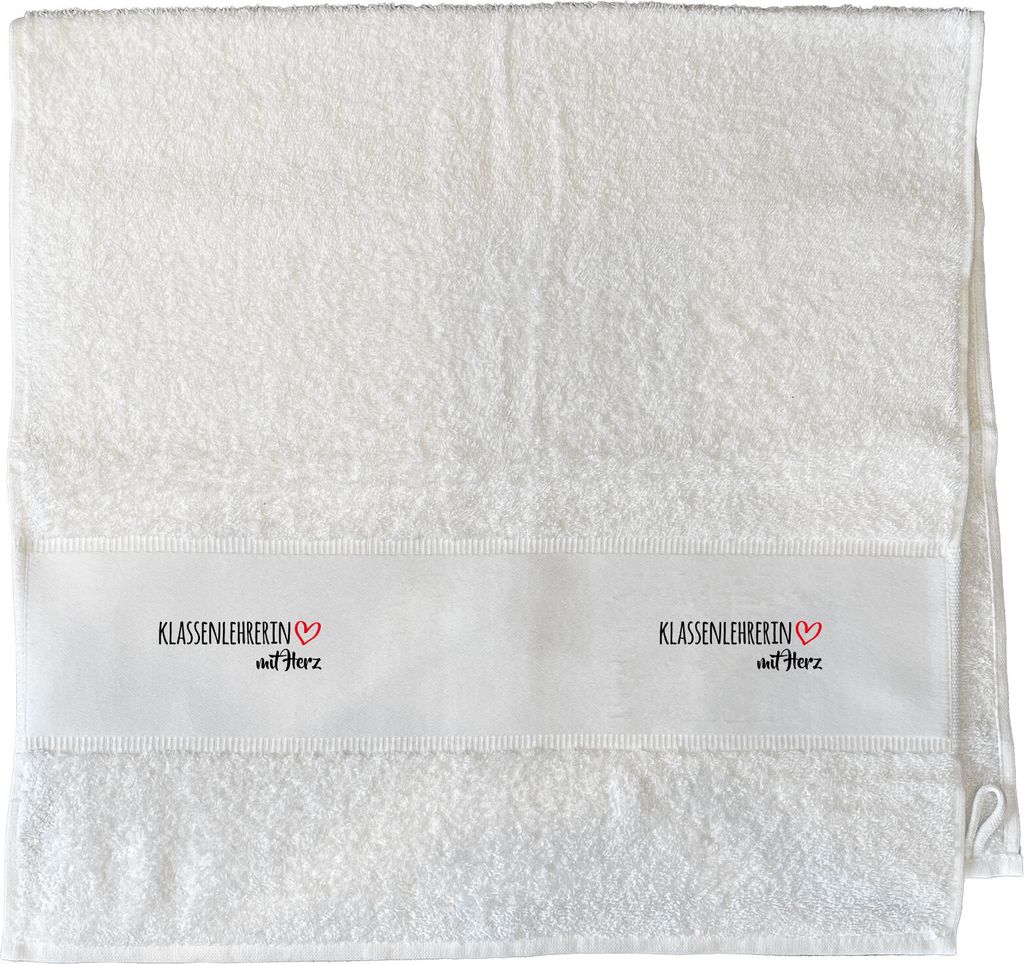 Huuraa Handtuch Klassenlehrerin mit Herz 50x100cm White Baumwolle Handtuch Geschenkidee