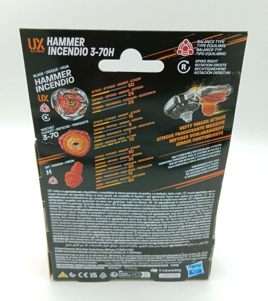 Beyblade X, Starter Pack Hammer Incendio 3-70H UX avec toupi