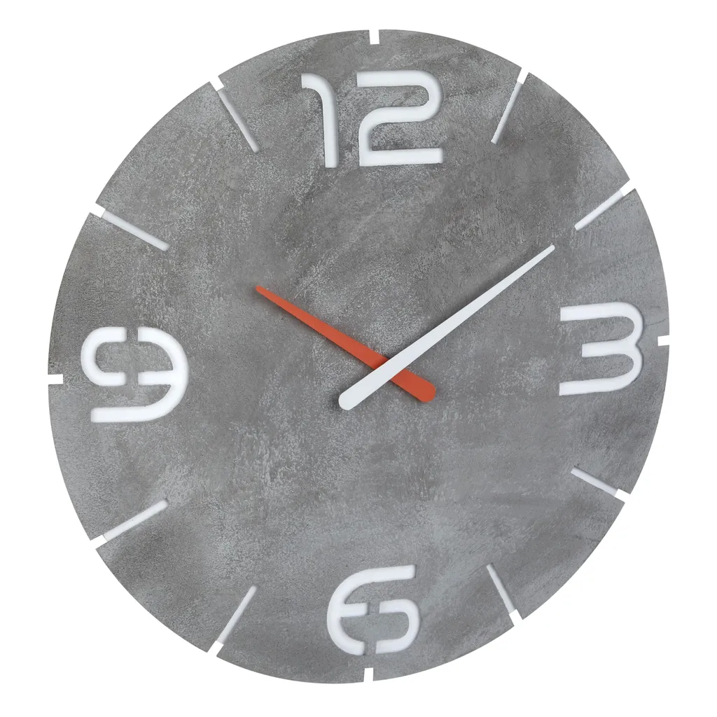 Horloge Murale Radiopilotée Contour en Béton Blanc Moderne 350 mm