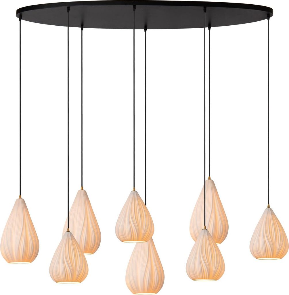 Pendelleuchte Metall Porzellan E27 H: max. 170 cm Schwarz Weiß Modern Hängelampe