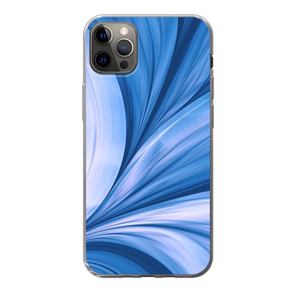 MuchoWow Handyhülle Schutzhülle Hülle für iPhone 12 Pro Max Blau - Abstrakt - Design Silikon Softcase Handy Hülle - Hartschale