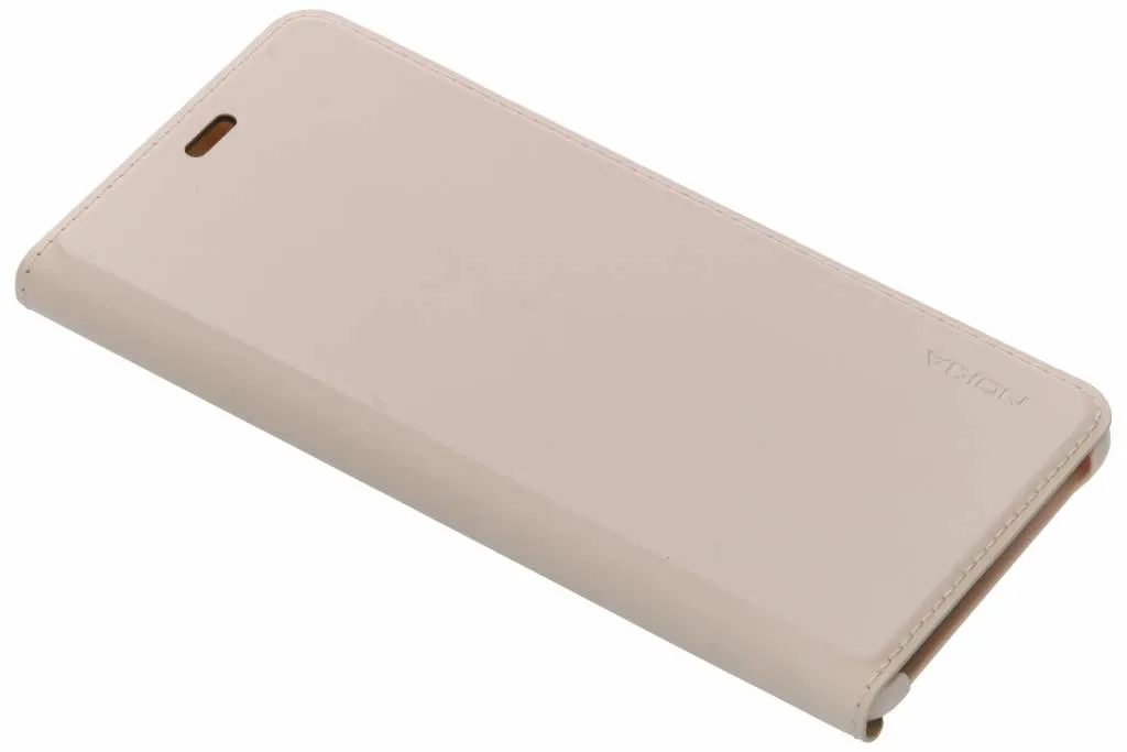 Étui Nokia 5.1 slim beige housse de protection à clapet élégante
