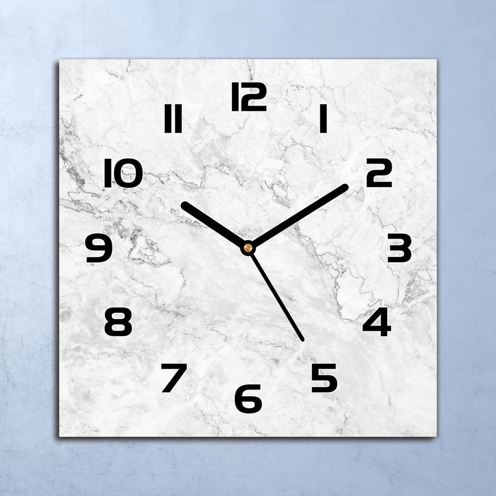 Wanduhr Echt-Glas-Küchenuhr Elegante Marmorkunst Quarz 30x30 Deko Bilder