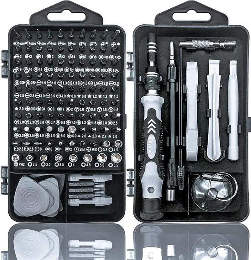 Kit tournevis magnétique 115 en 1 avec embouts acier haute résistance
