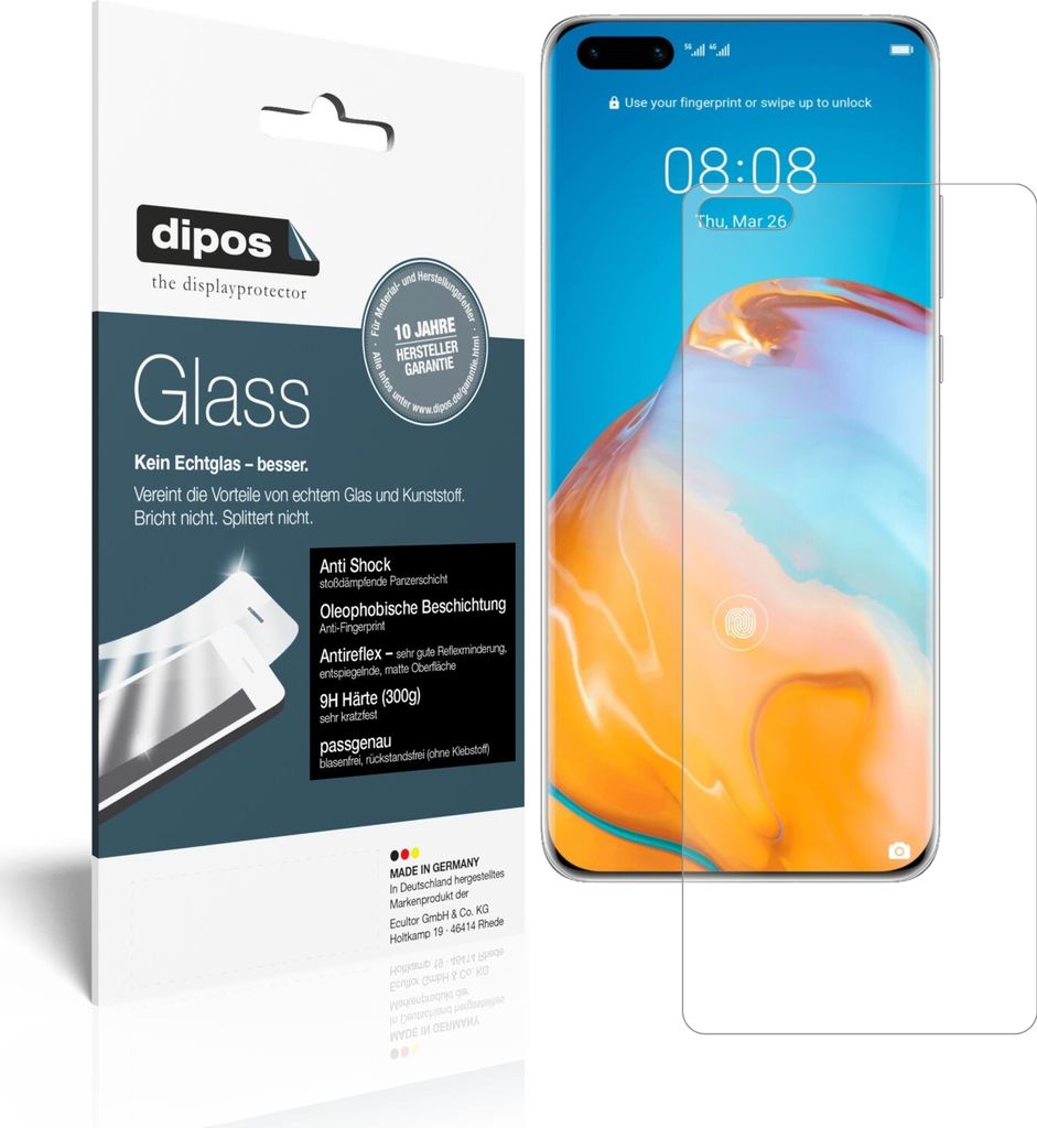 1x Schutzfolie für Huawei P40 Pro Plus matt - Anti-Shock 9H Folie dipos Glass Kunststoffglas