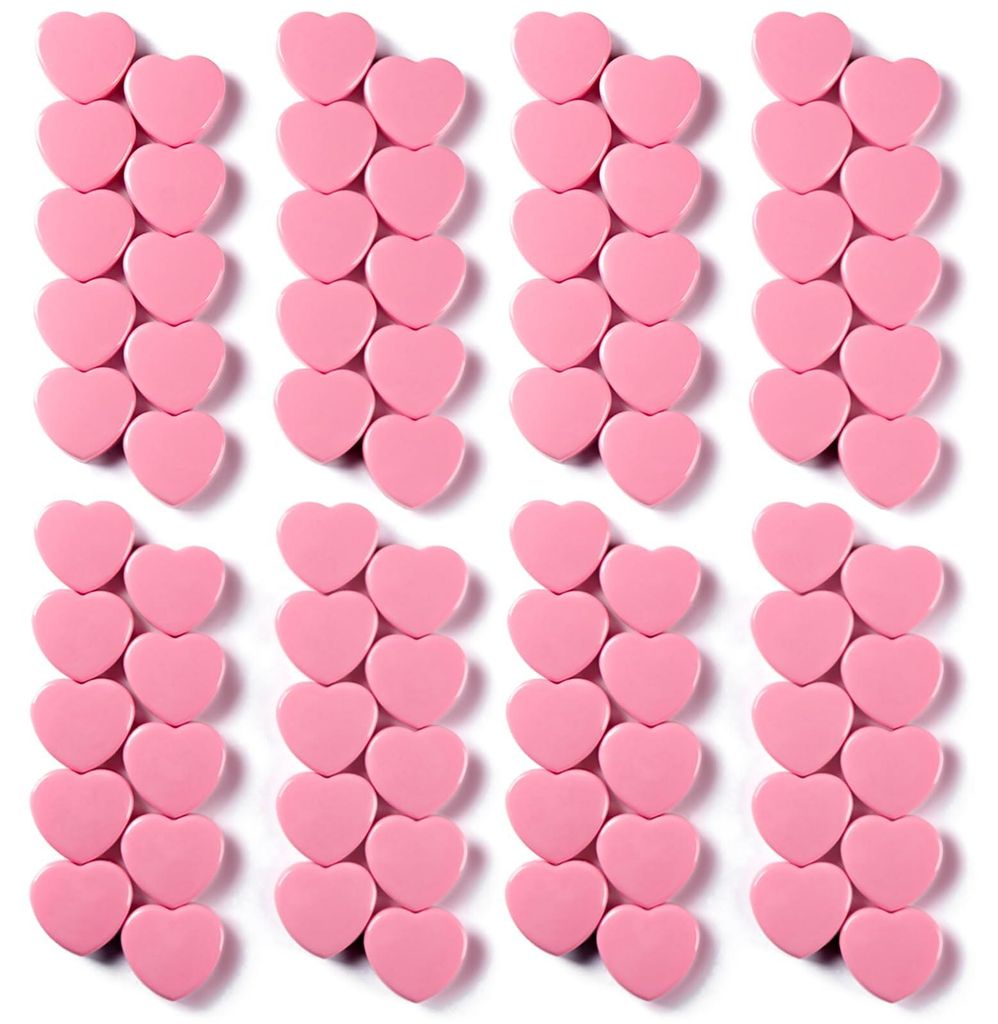Magnete für Magnettafeln, 80 Stück rosa herzförmige Magnete, stark – Mini-Kühlschrankmagnete, farbenfrohe und dekorative Magnete mit starker ...
