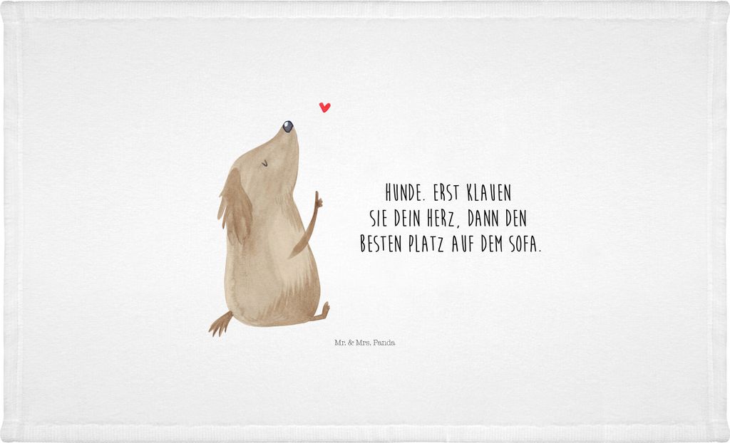 Mr. & Mrs. Panda Handtuch Hund Liebe - Weiß - Geschenk, gesichtstuch, Sprüche, frottee, Frotteehandtuch, Flauschtuch, Herz, Süß, frottierhandtuch