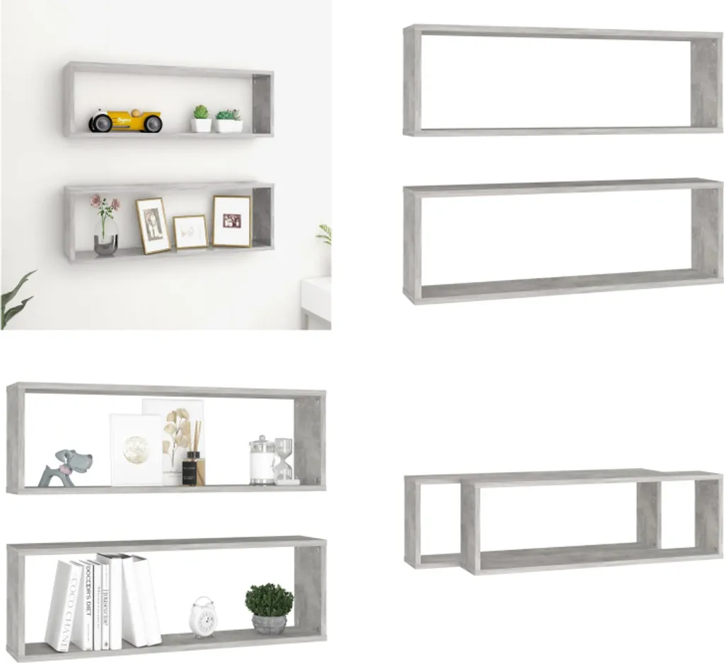 Set 2 Mensole Murali Moderne vidaXL Grigio Cemento 80 cm