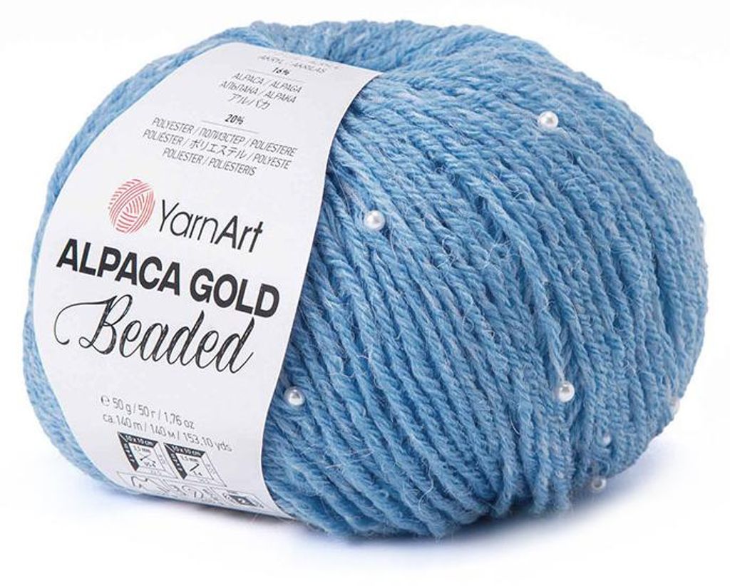 YarnArt Alpaca Gold Beaded 3609 Perlengarn Blau 50g 140m Produktbild 