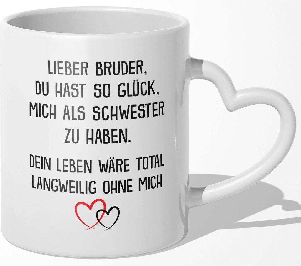 22Feels Bruder Geschenk von Schwester Jungs Geburtstag Weihnachten Geschwister Tasse Männer Teenager Kaffeetasse Bruderherz Big Bro Lil Bro (Herzh...