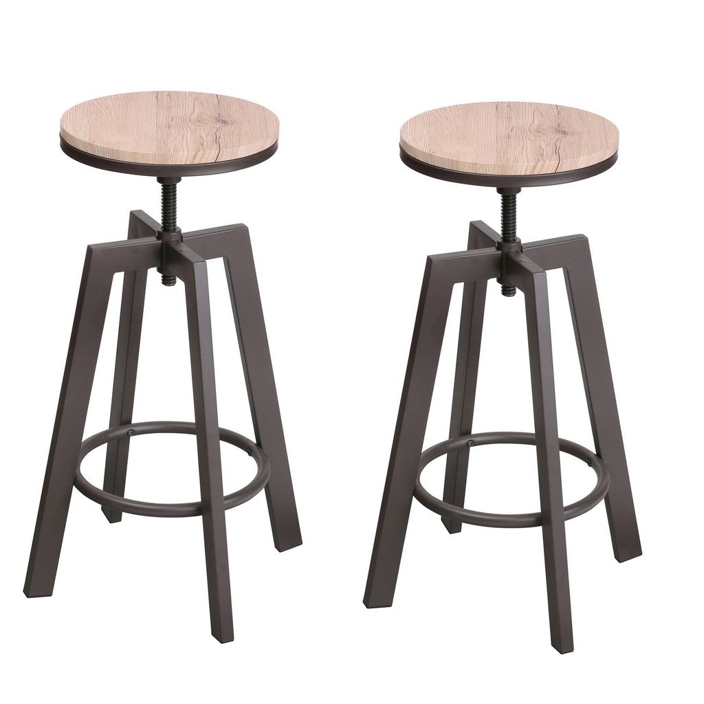 Urban Living Barhocker-Set 2 x Dreh-Hocker Ø 43 cm x 63-73 cm (H) 151088