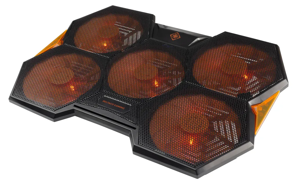 Supporto Laptop Ventilato Deltaco Gaming Nero/Arancione Silenzioso