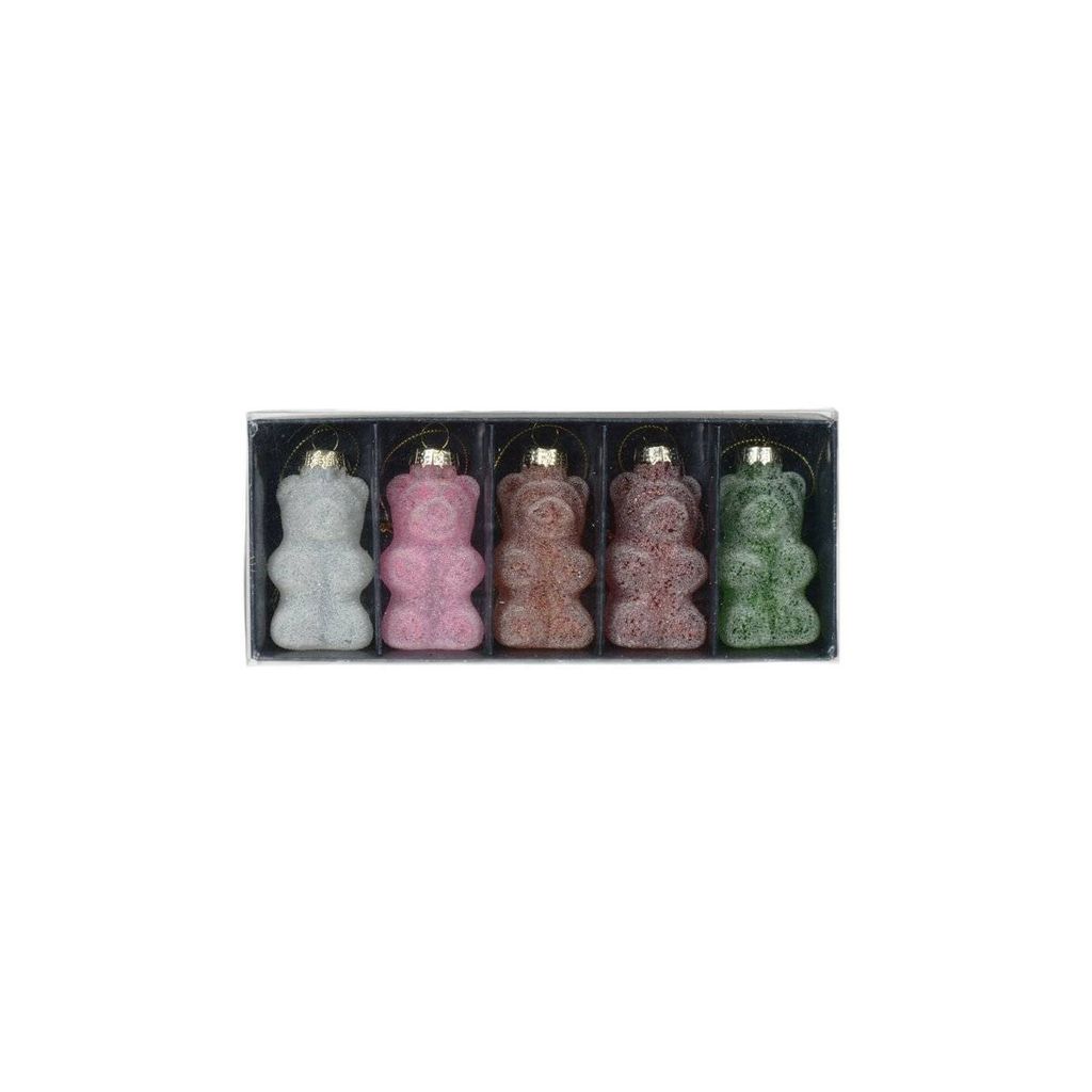 Glaskugel Weihnachtskugel Weihnachtsdeko BEAR 5 Stk. 4x8 cm HOMLA