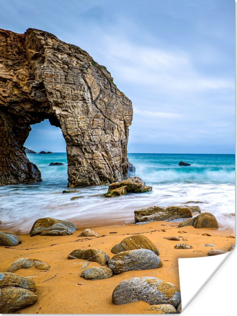 MuchoWow Poster Steine - Wasser - Strand - Felsen - Wellen 120x160 cm - Wandbilder