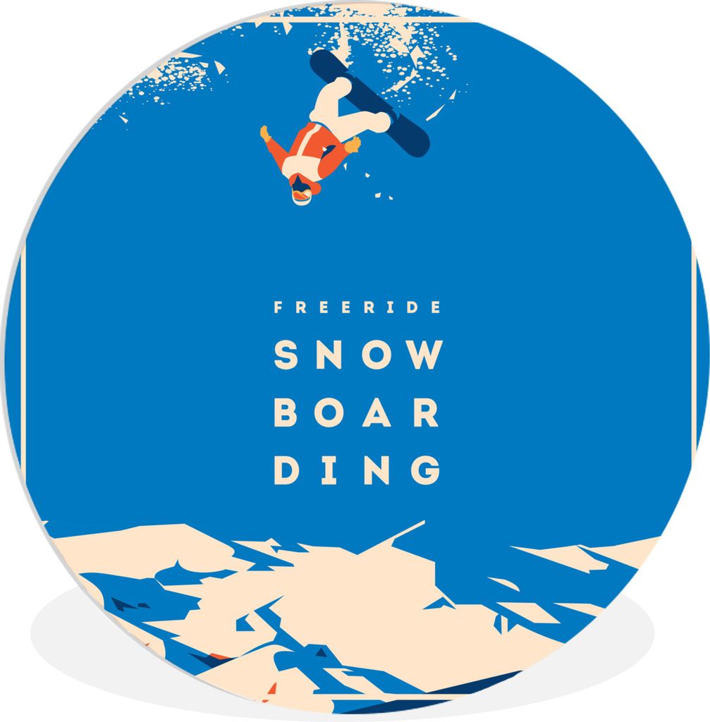 MuchoWow Rundes Wandbild - Runde Bilder Sport - Zitate - 'Freeride Snowboarding' - Sprichwörter Ø 30 cm Kreis Wanddekoration Kunststoff - Wandk...