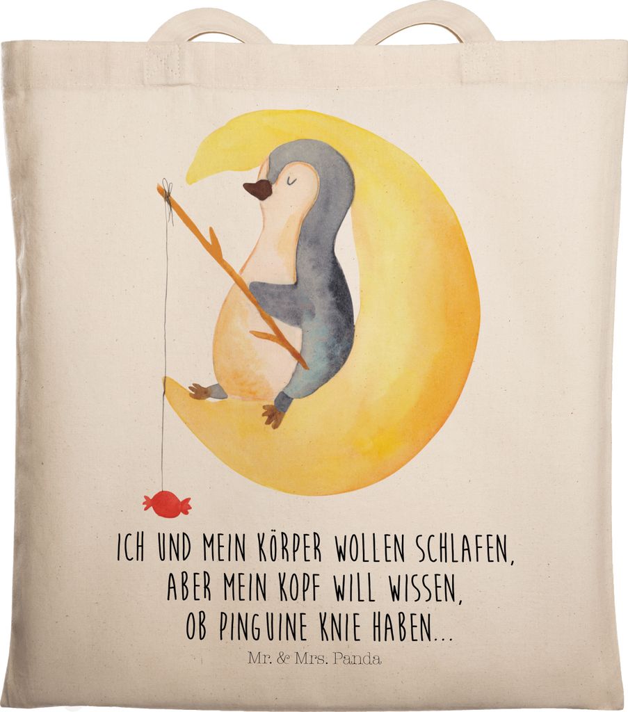 Mr. & Mrs. Panda Tote Bag Pinguin Mond - Transparent - Geschenk, Schlafzimmer, Tasche, canvas, Süßigkeiten, Beutel, schlafen, Laptoptasche, Schul...