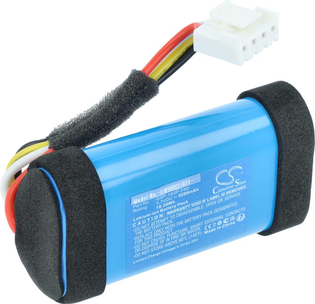 vhbw Akku kompatibel mit JBL FLIP 6, FLIP6BLUAM, FLIP6REDAM Lautsprecher Boxen Speaker (5200 mAh, 3,7 V, Li-Ion)