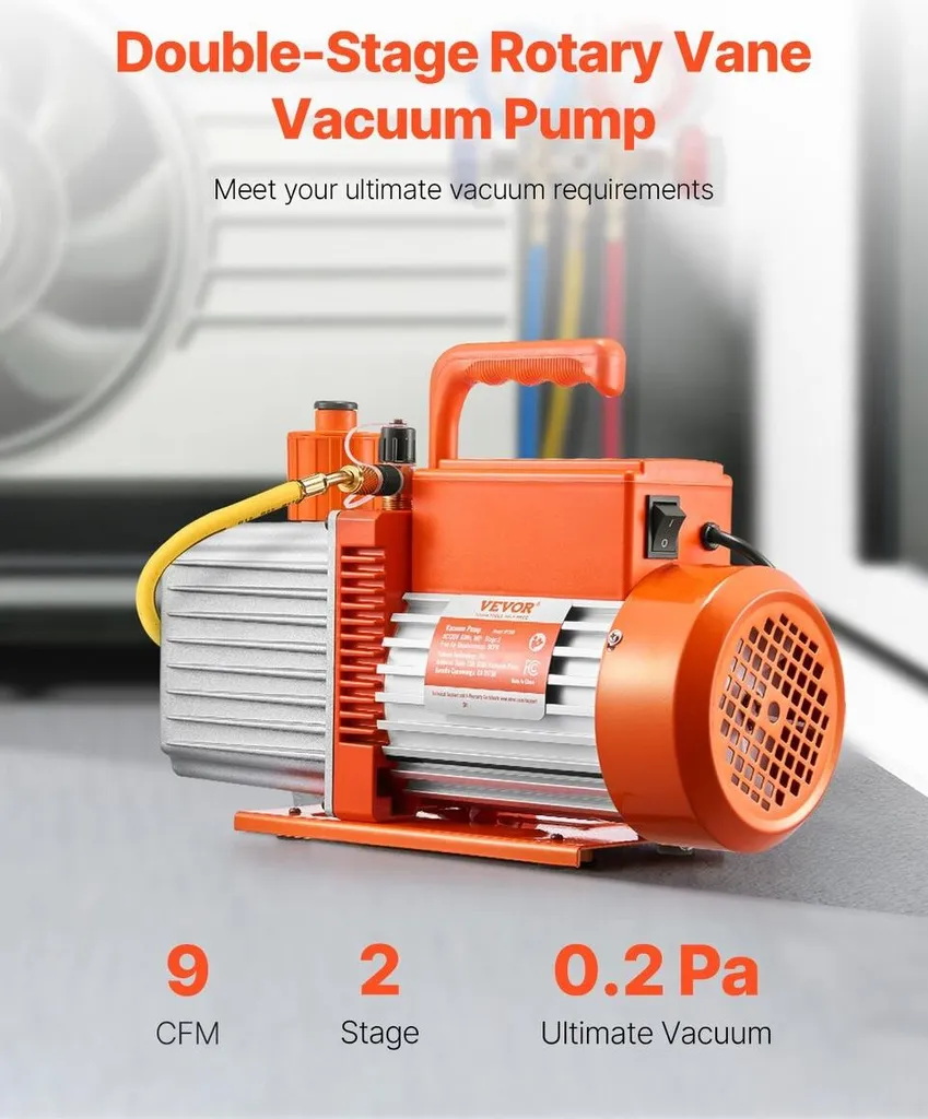 Éliminez l'humidité HVAC avec cette pompe à vide 9 CFM à double étage