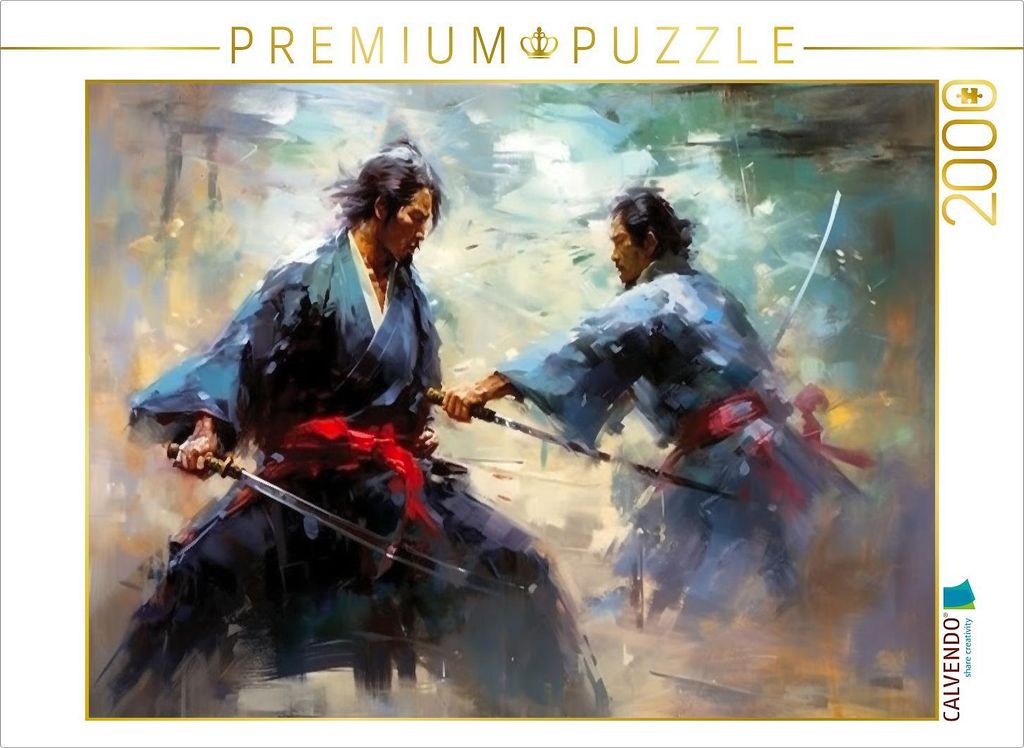 CALVENDO Puzzle Kampftraining zweier Samurai | 2000 Teile Lege-Größe 90x67cm Foto-Puzzle für glückliche Stunden
