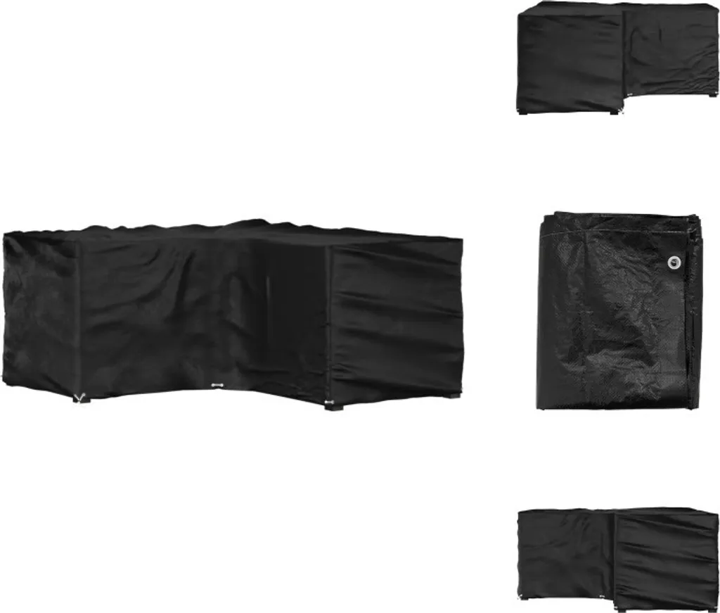 vidaXL Copertura per mobili da giardino a forma di L 12 occhielli 185x185x90 cm - Coperture protettive per mobili da giardino