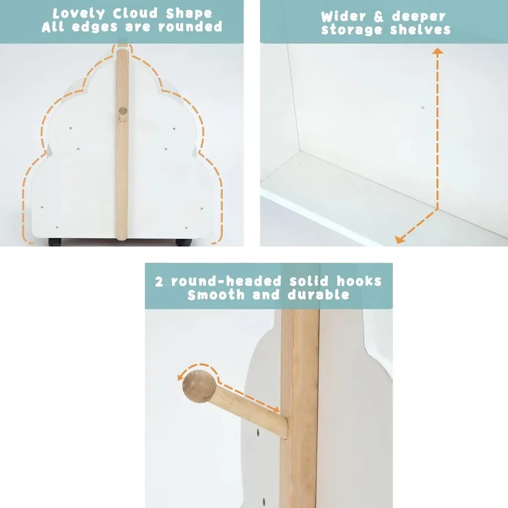 Bibliothèque arbre blanche bois 4 compartiments mobile pour chambre bébé - 4