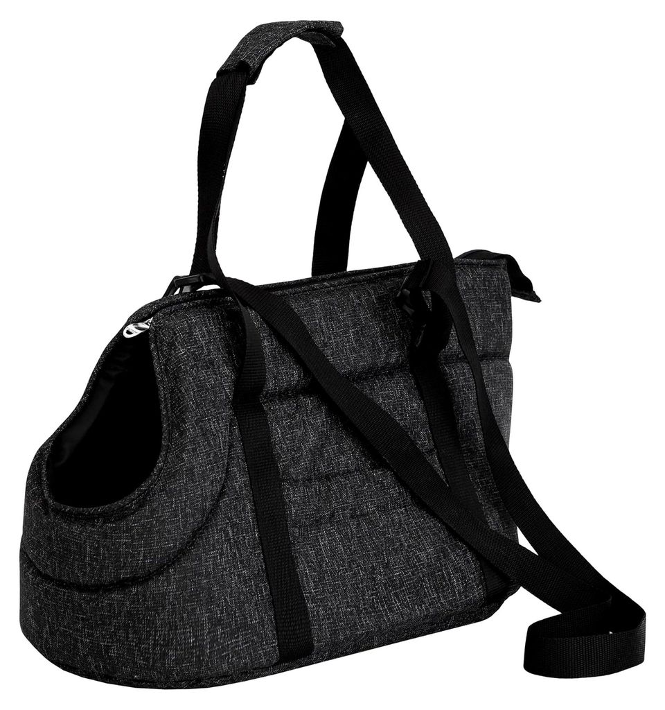 Hundetasche, Reisetasche mit freihändigen Trageoptionen, Transportbox, Seitentaschen, Katzentasche, verstellbarer Schultergurt, Schwarz, XL: 30 x ...