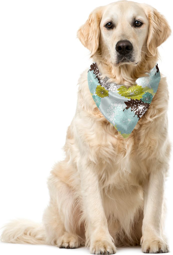 ABAKUHAUS Blumen Haustier Bandana, Pastellwild Blätter, 40x40 cm, Gelb Grün Baby Blue