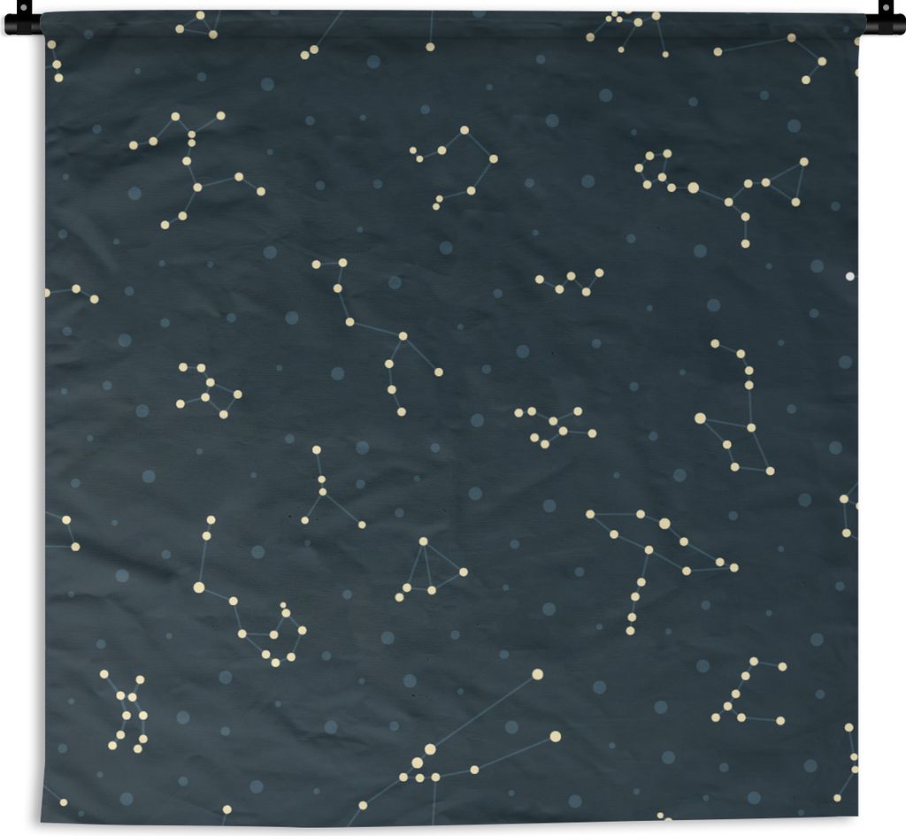 MuchoWow Wandteppich Wandbehang Sterne - Himmel - Muster 90x90 cm Tapisserie Dekoration Wandtuch - Wandaufhänger