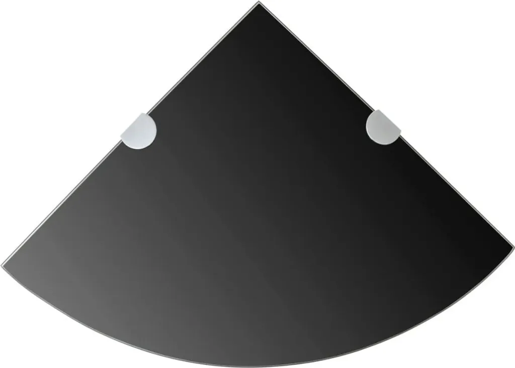 Mensola ad Angolo Salvaspazio Vetro Nero 35x35 - Staffe Incluse