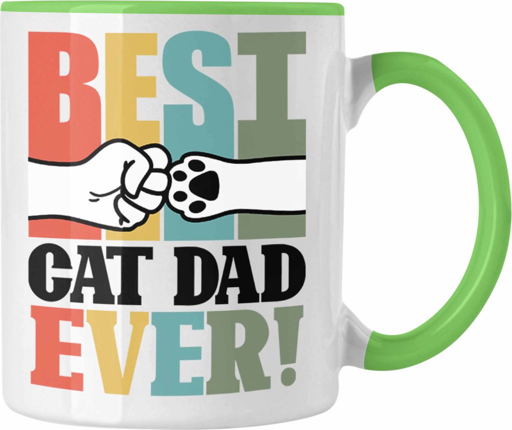 Trendation - Geschenk für besten Katzenvater: "Best Cat Dad Ever" Tasse Vatertag (Grün)