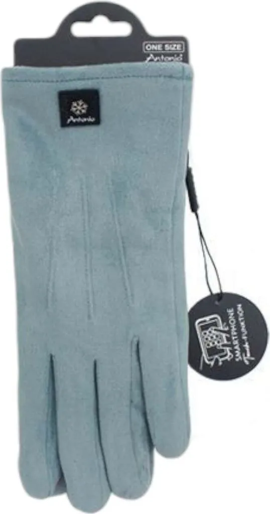 Guanti Touch Screen Donna Blu Fodera Orsetto Invernali Chic