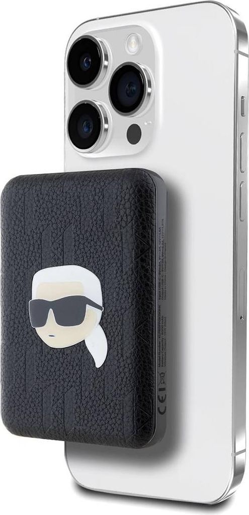 Karl Lagerfeld Karl Head Pin Magsafe Induktiv 5000Mah 16W Powerbank - Schwarz