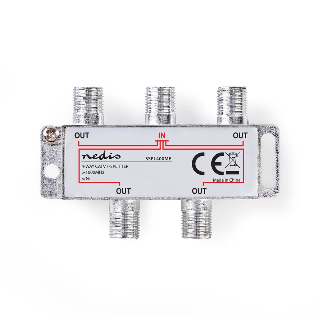 Splitter CATV | 5 - 1000 MHz | Perdita di inserzione: 8,0 dB | Numero di uscite: 4 | 75 Ohm | Lega di zinco
