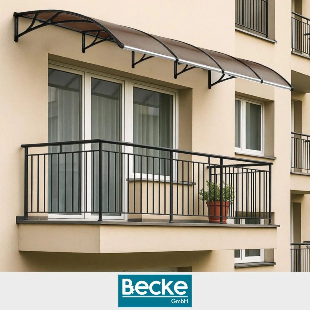 Marquise d'accueil 150x80 polycarbonate brun pour balcon et devanture - 4