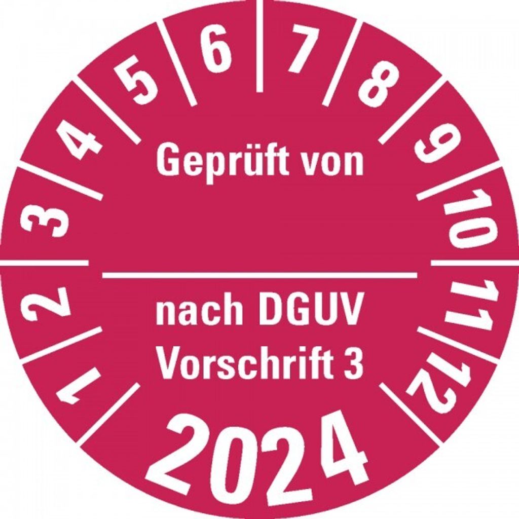 Dreifke Aufkleber I Prüfplakette v. nach DGUV 3, 2024, rot, Dokument...