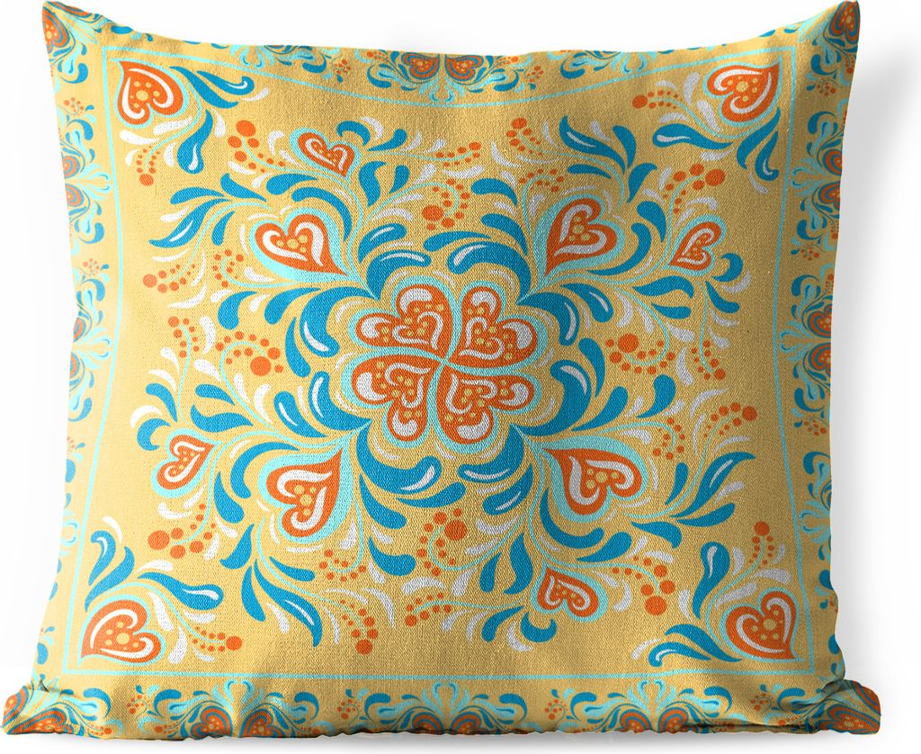 MuchoWow Outdoor Kissen - Vierblättriges Kleeblatt - Herz - Rahmen - Muster - 45x45 cm - Wetterfest - Lounge Kissen - Fotokissen - Dekoratives K...