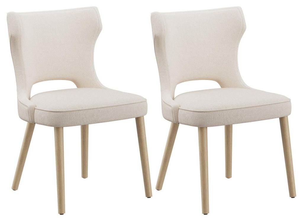 COLAMY Esszimmerstühle 2er Set – Gepolsterte Stühle mit Hoher Rückenlehne im Club-Stil, für Esszimmer, Küche und Wohnzimmer, Beige