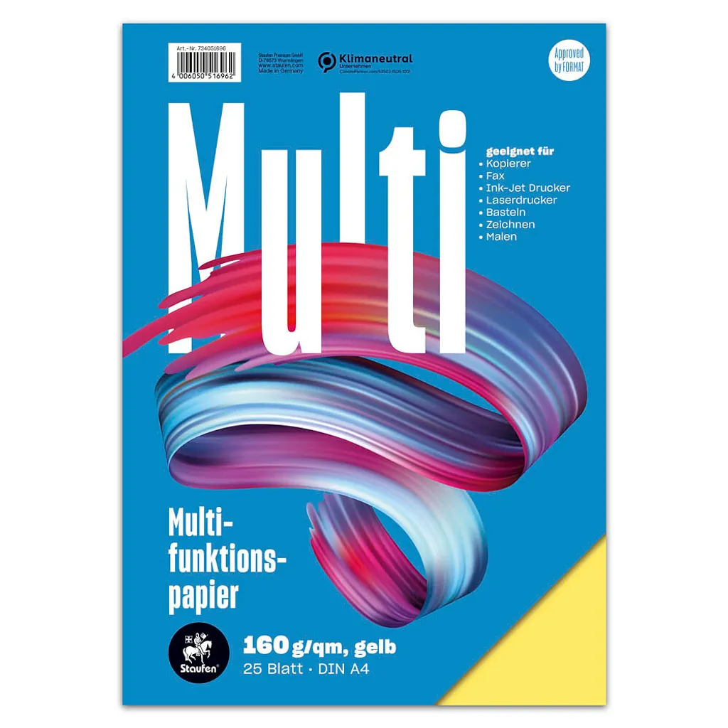 Staufen® 734051696 Carta multifunzione 7X PLUS - A4, 160 g/m², giallo, 25 fogli