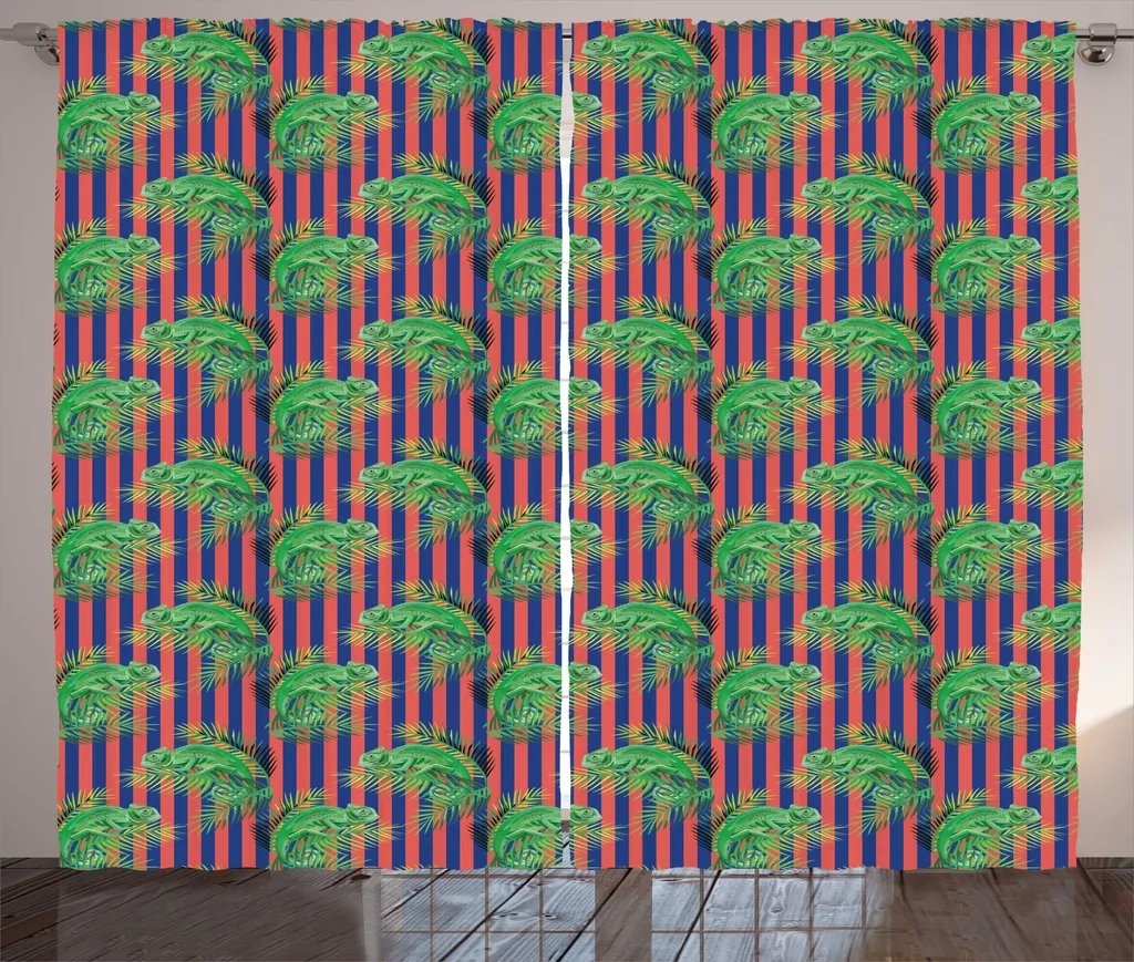 Grand Rideau de Salon Tropical pour une Déco Exotique Rose et Vert 280x225