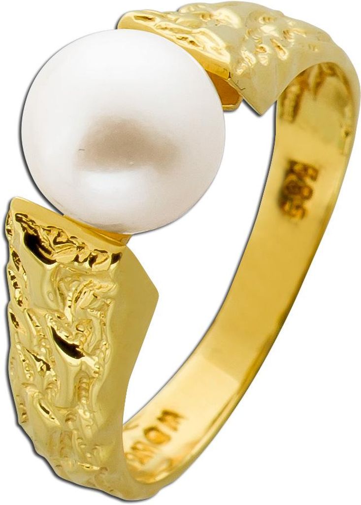 Perlenring Gold 585 14K Akoyaperle 7.4mm Antikschmuck 1980 17