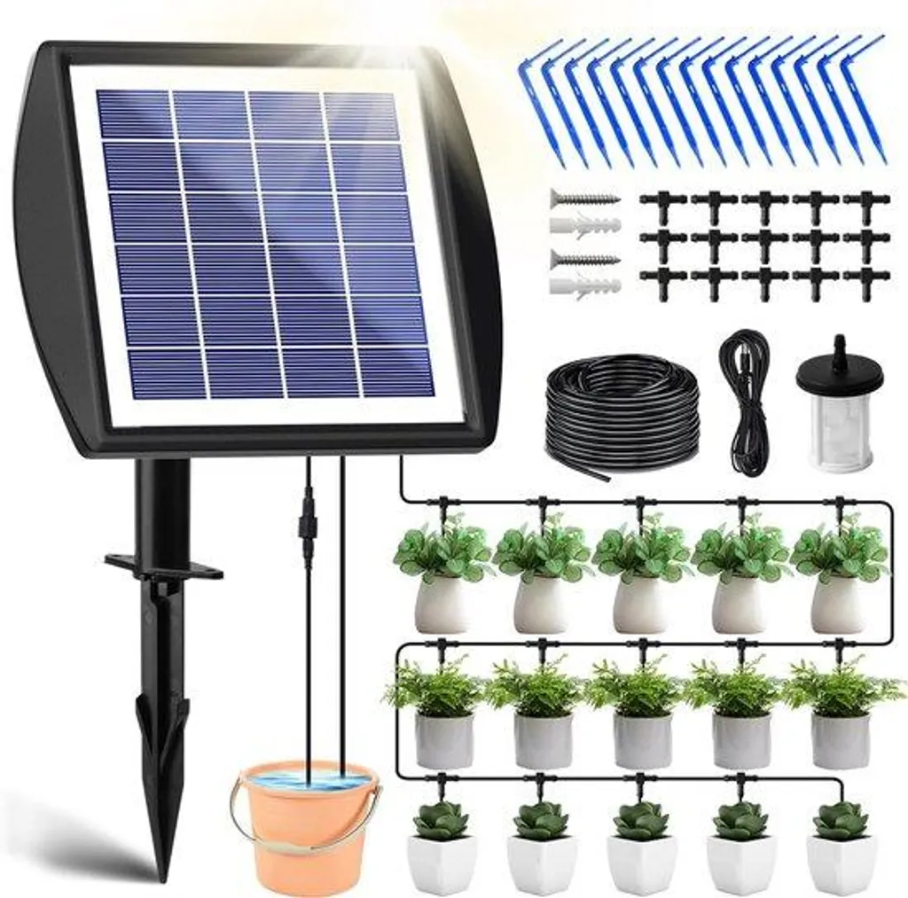 Arrosage automatique solaire à écran LED pour 12 plantes de balcon