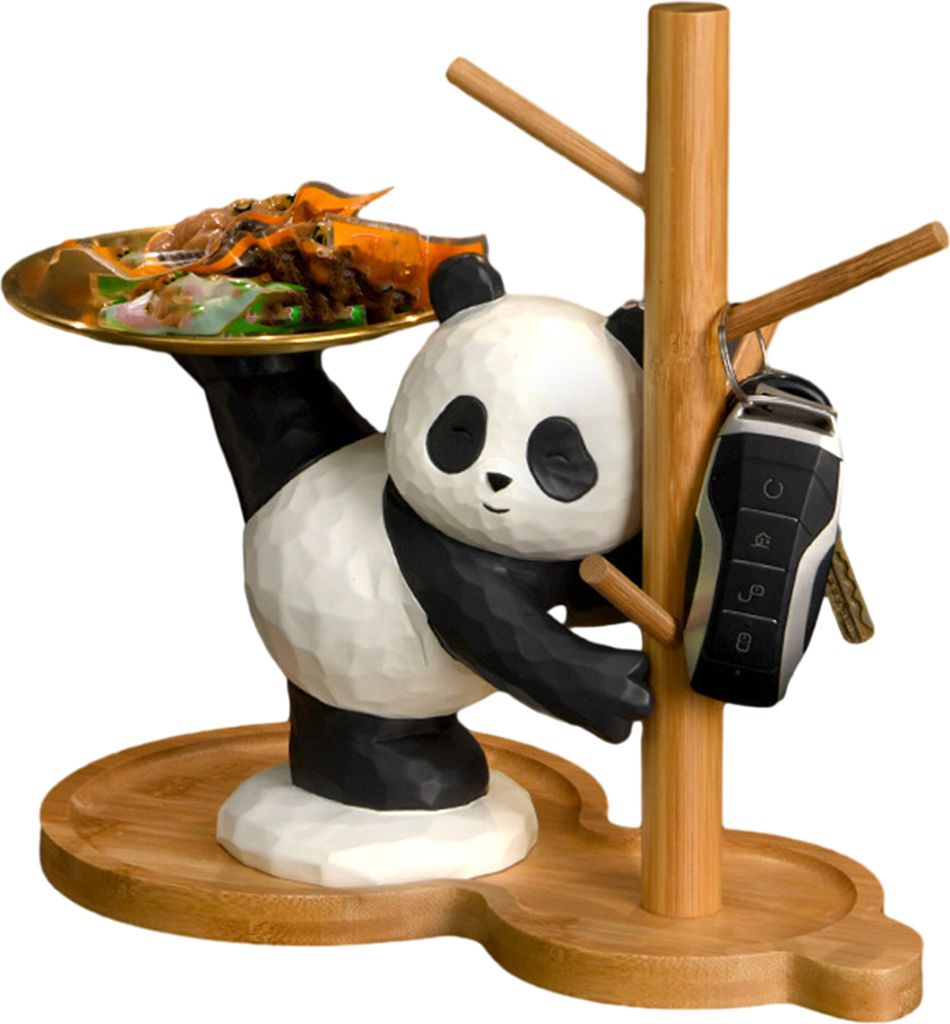 Panda-Schlüssel-Ablage, Kunstharz, Panda-Statue, Organizer-Ablage, dekoratives Panda-Ablagetablett, Heim-Tischdekor für Wohnzimmer, Büro, Arbeit...