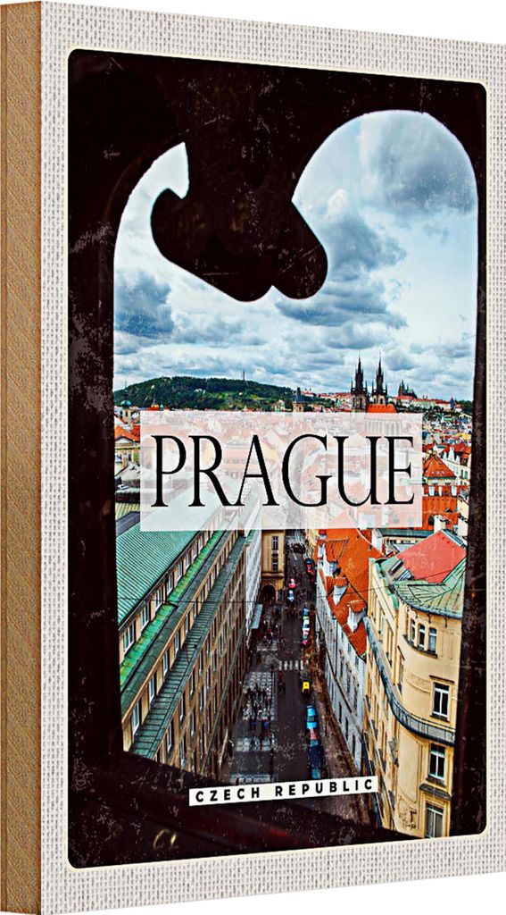Holzschild Reise 20x30cm Prague Altstadt Tschechien
